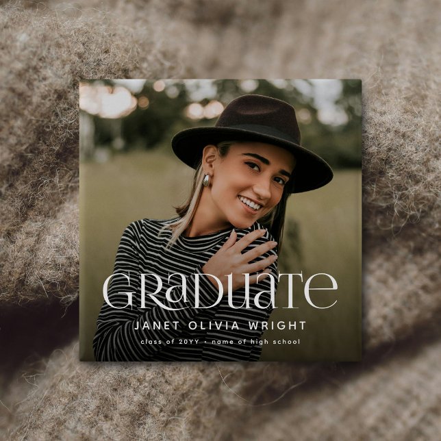 Modern Graduate Custom Photo Graduation 2 Inch Square Button (Creator Uploaded)