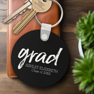 Modern Graduate Custom Trendy Black Grad Keychain