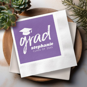 Modern Graduate Custom Trendy Grad - Purple Napkin