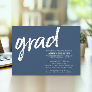 Modern Graduate Custom Trendy Navy Grad Invitation