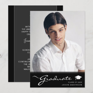 Modern Graduate   Elegant Script Trendy 1 Photo Announcement