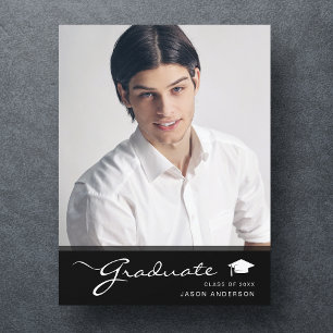 Modern Graduate Elegant Script Trendy 1 Photo Postcard