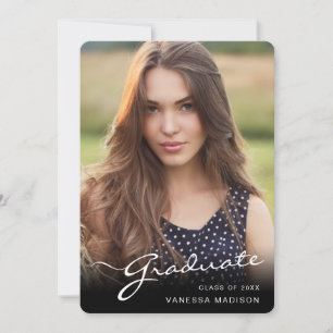 Modern Graduate Elegant Script   Trendy Photo Announcement