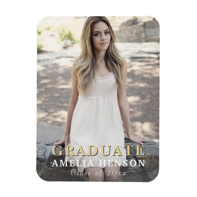 Modern Graduate Full Photo Graduation Magnet (Vertical)