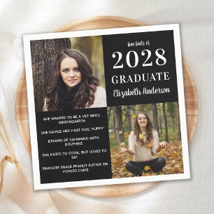 Modern Graduate Fun Facts Graduation 2 Photo  Napkin