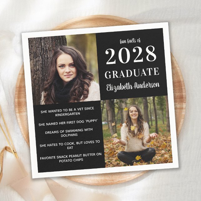 Modern Graduate Fun Facts Graduation 2 Photo  Napkin (Creator Uploaded)