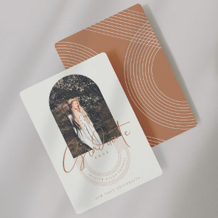 Modern Graduate Geometric Concentric Arches Photo Invitation