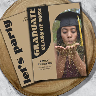 Modern Graduate Gold Arch & Photo Grad Party Invitation