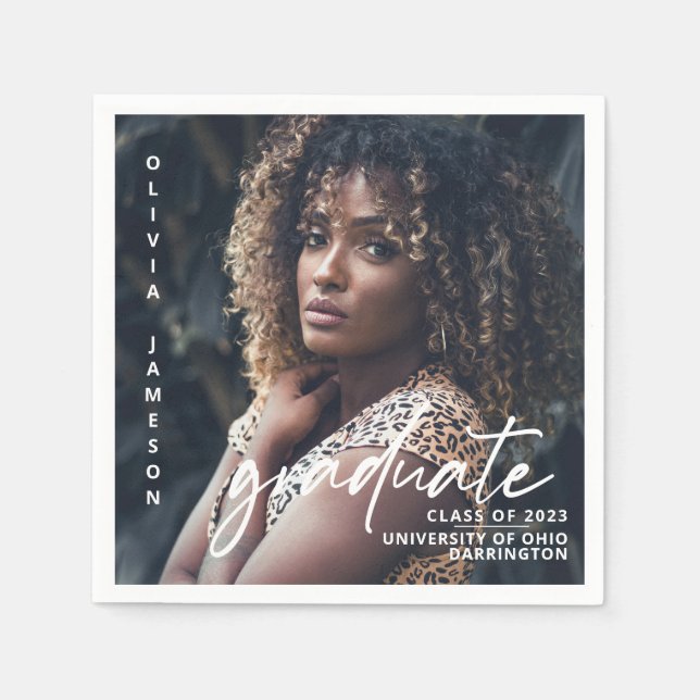 Modern Graduate Handwritten Script | Photo Napkin (Front)