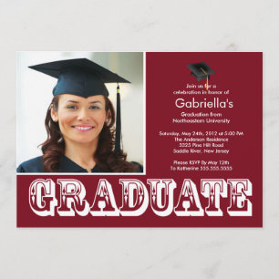 Modern Graduate Maroon Photo Graduation Party Invitation