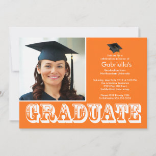 Modern Graduate Orange Photo Graduation Party Invitation