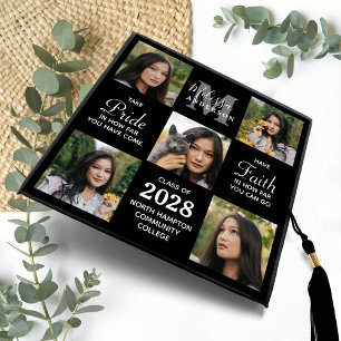 Modern Graduate Personalized 5 Photo Collage Graduation Cap Topper