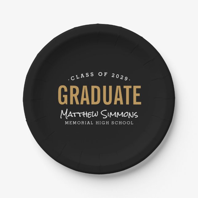 Modern Graduate Personalized Graduation Party Paper Plate (Front)