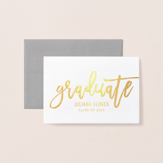 Modern Graduate Personalized Monogram Name Gold Foil Card (Front With Envelope)