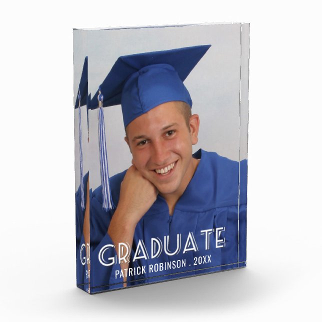 Modern Graduate Personalized Vertical Photo Block (Left)