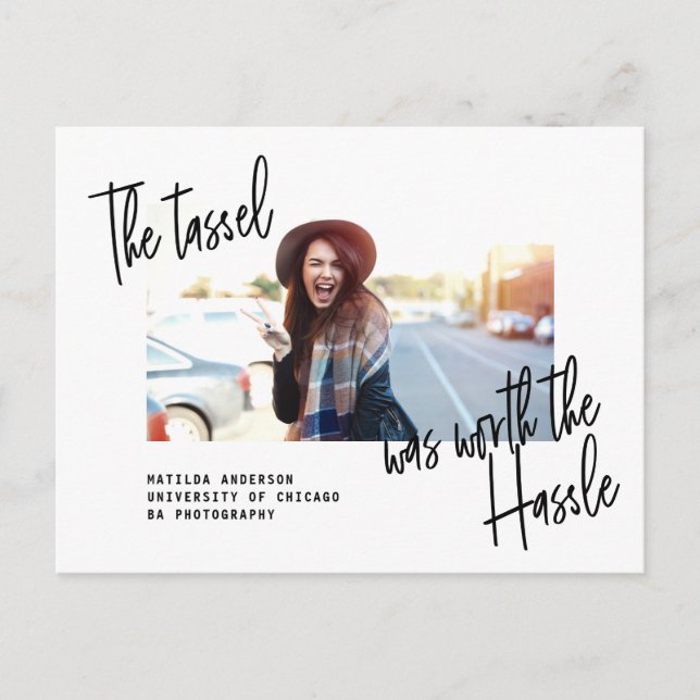 Modern graduate photo announcement + party invite (Front)