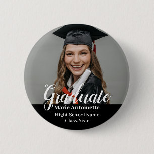 Modern Graduate Photo Class Year Graduation 2 Inch Round Button