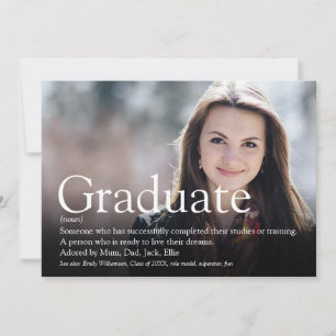 Modern Graduate Photo Definition Invitation