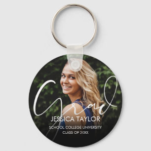 Modern Graduate Photo Grad Script Keychain