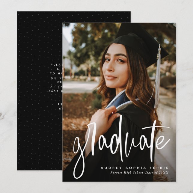 Modern graduate photo graduation announcement (Front/Back)