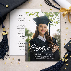 Modern graduate photo graduation announcement