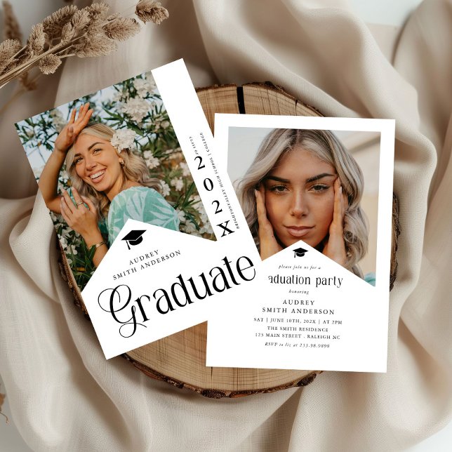 Modern Graduate Photo Graduation Party Ribbon  Invitation (Creator Uploaded)