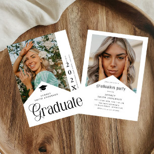 Modern Graduate Photo Graduation Party Ribbon Invitation