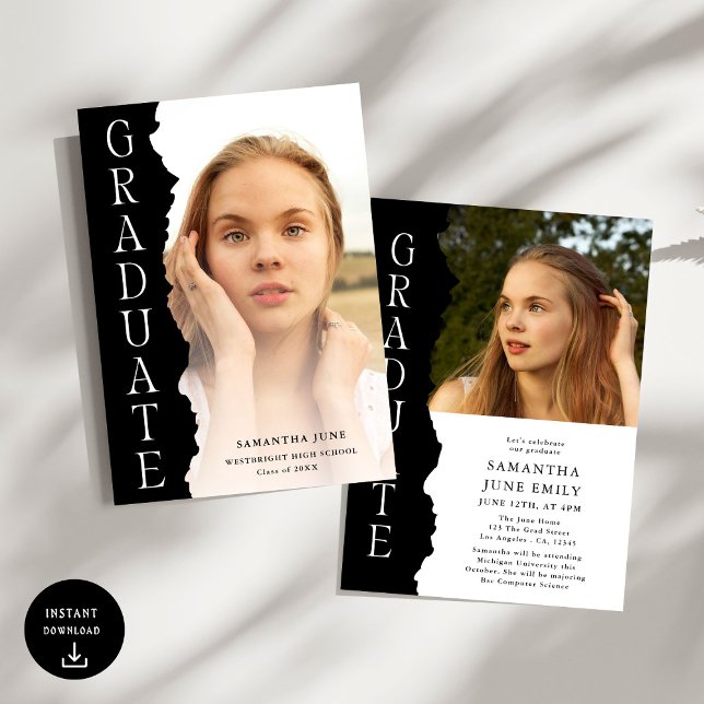 Modern Graduate Photo Magazine Graduation Party Invitation (Creator Uploaded)