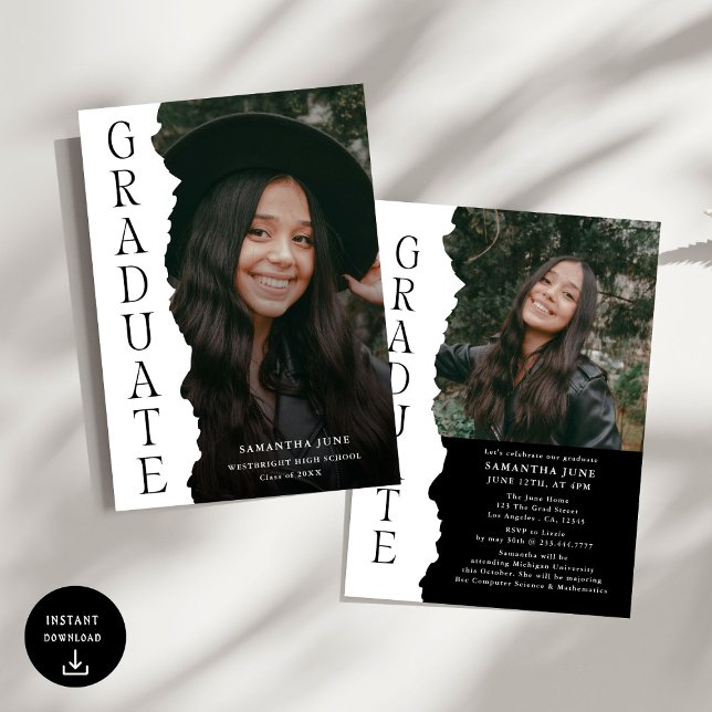 Modern Graduate Photo Magazine Graduation Party Invitation (Creator Uploaded)