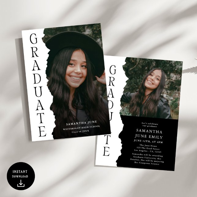 Modern Graduate Photo Magazine Graduation Party Invitation (Creator Uploaded)