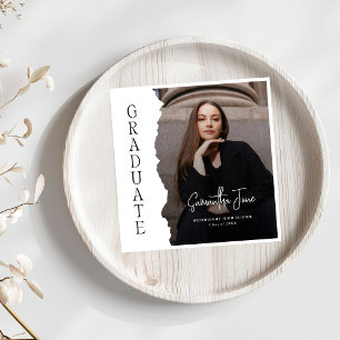 Modern Graduate Photo Magazine Graduation Sign Napkin