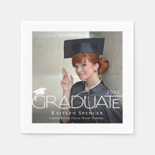 Modern Graduate Photo Name Custom Colours Napkin