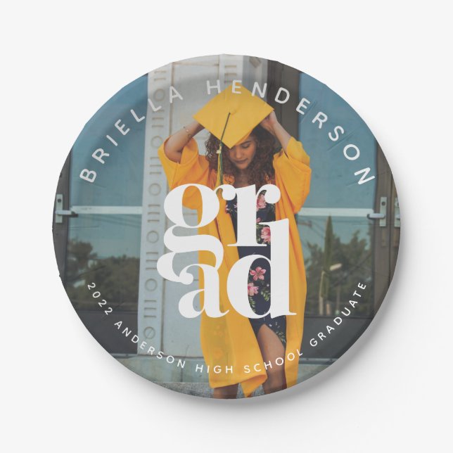 Modern Graduate Photo Paper Plate (Front)