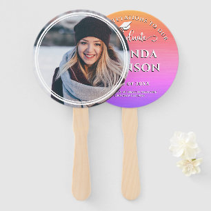 Modern Graduate Photo Pink Purple Graduation Hand Fan