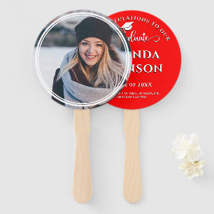 Modern Graduate Photo Red Graduation Hand Fan