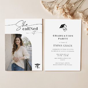 Modern Graduate Photo RN Nurse Graduation Party Invitation