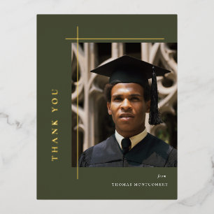 Modern Graduate Photo Thank You Foil Invitation Postcard