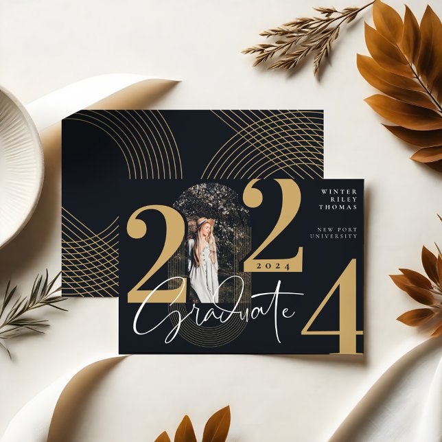Modern Graduate Script 2022 Concentric Arch Photo Invitation (Modern Graduate Script 2022 Concentric Arch Photo Invitation)