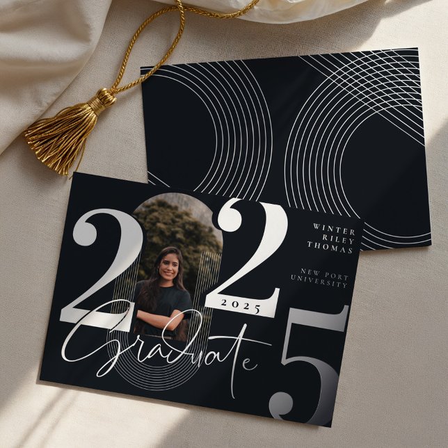 Modern Graduate Script 2025 Concentric Arch Photo (Modern Graduate Script 2024 Concentric Arch Photo Foil Invitation)