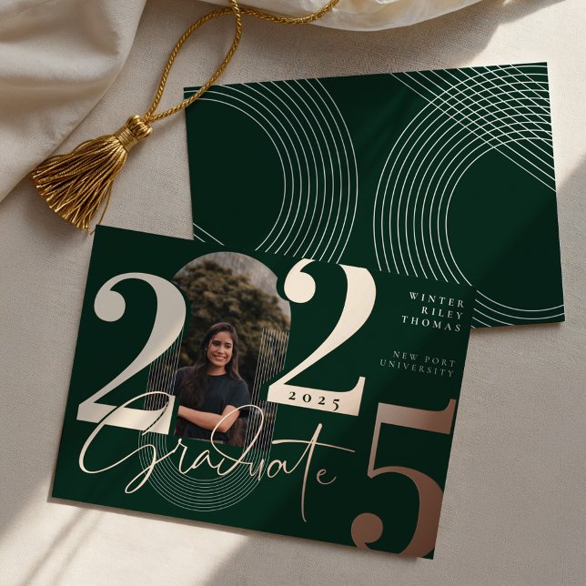 Modern Graduate Script 2025 Concentric Arch Photo (Modern Graduate Script 2025 Concentric Arch Photo Foil Invitation)