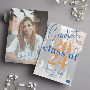 Modern graduate script 2 photos graduation announcement