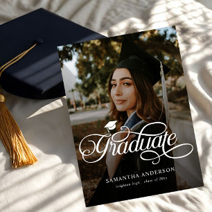 Modern Graduate Script 2 Photos Graduation Party Invitation