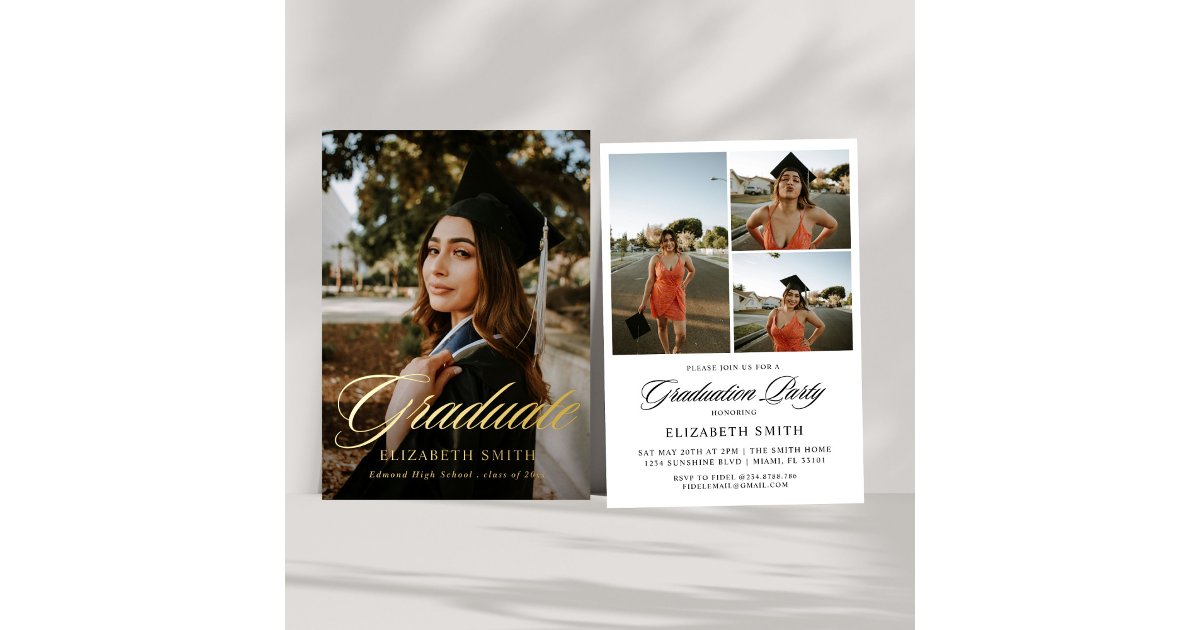 Grad Script Modern Graduate Script 4 Photos Graduation Party | Zazzle