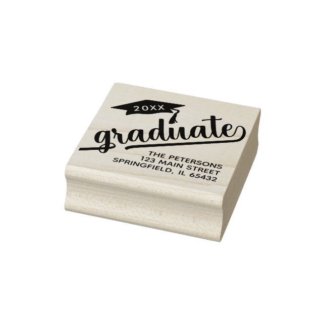 Modern Graduate Script Return Address Rubber Stamp (Stamp)