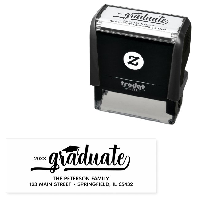 Modern Graduate Script Return Address Self-inking Stamp (In Situ)