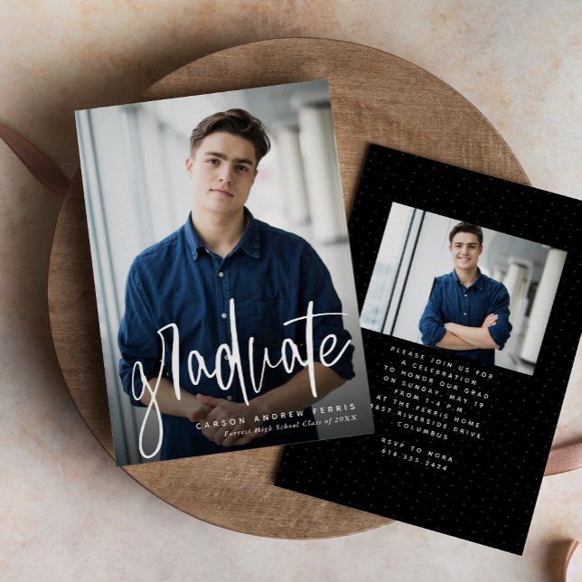 Modern graduate simple two photo graduation invitation (Creator Uploaded)
