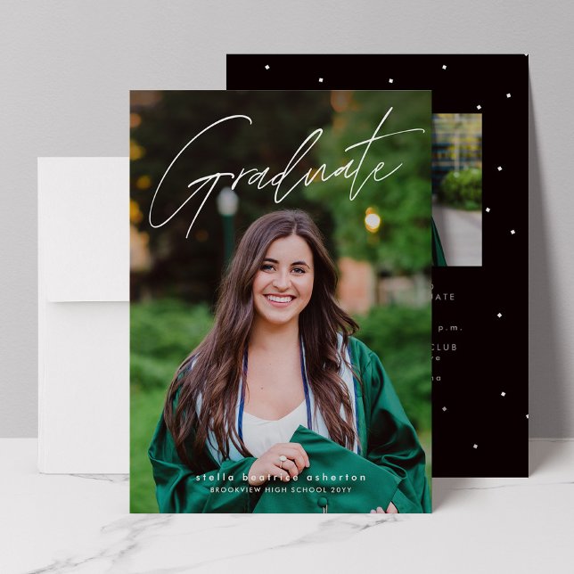 Modern graduate two photo simple graduation invitation (Creator Uploaded)