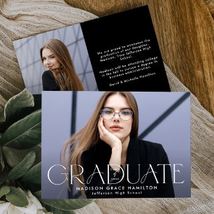 Modern Graduate Typography 2 Photo Graduation Announcement