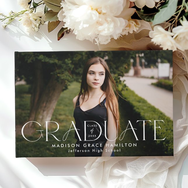 Modern Graduate Typography 2 Photo Graduation Guest Book (Creator Uploaded)
