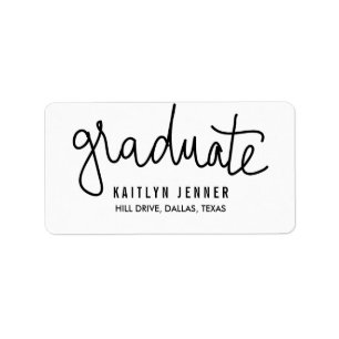 Modern Graduate Typography Black Chic Label